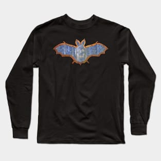 Pale Blue Skull Halloween Bat Decoration In A Retro Style Long Sleeve T-Shirt